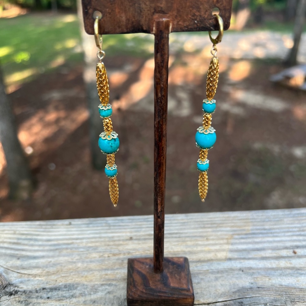 Turquoise and gold earrings